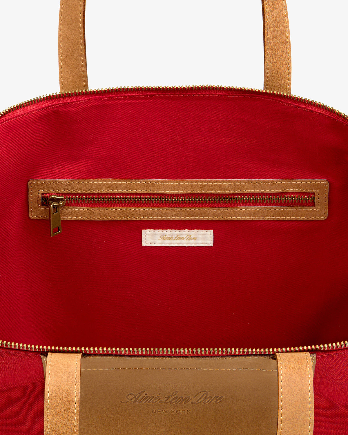 Aimé Leon Dore Special Offer - Leather Canvas Zip Tote Equestrian red