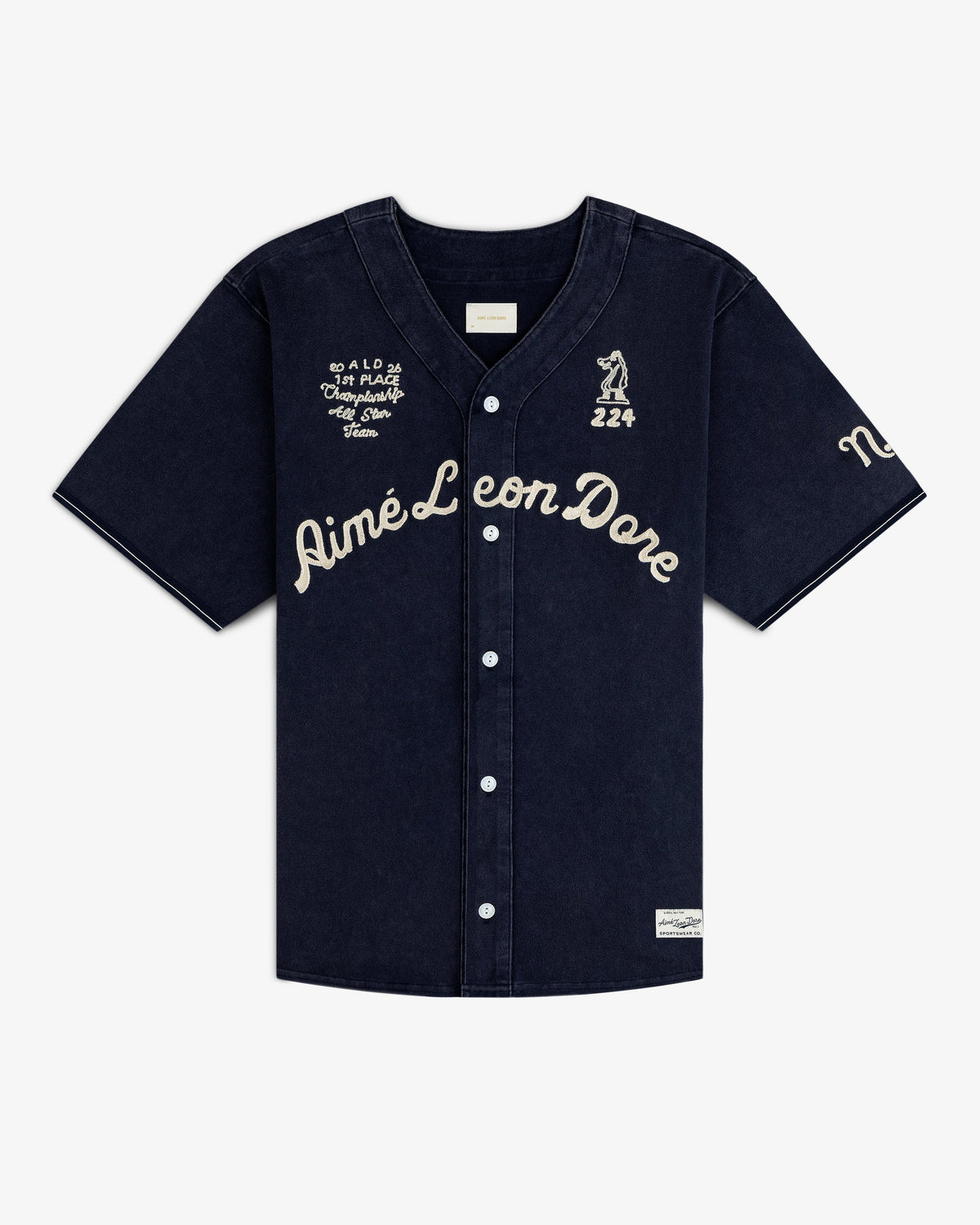 Aimé Leon Dore Hot Sale - Mulberry Chainstitch Baseball Jersey Navy blazer