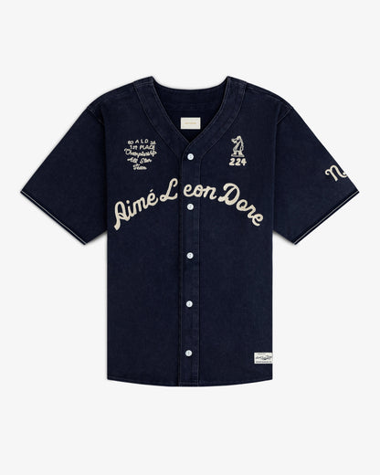 Aimé Leon Dore Hot Sale - Mulberry Chainstitch Baseball Jersey Navy blazer
