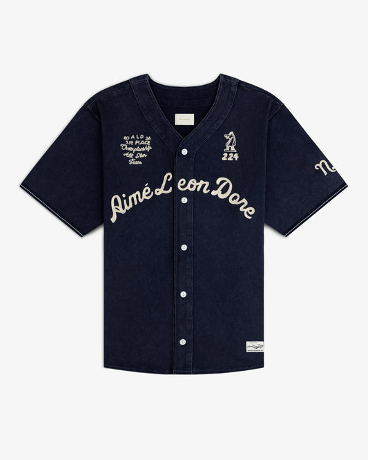 Aimé Leon Dore Hot Sale - Mulberry Chainstitch Baseball Jersey Navy blazer