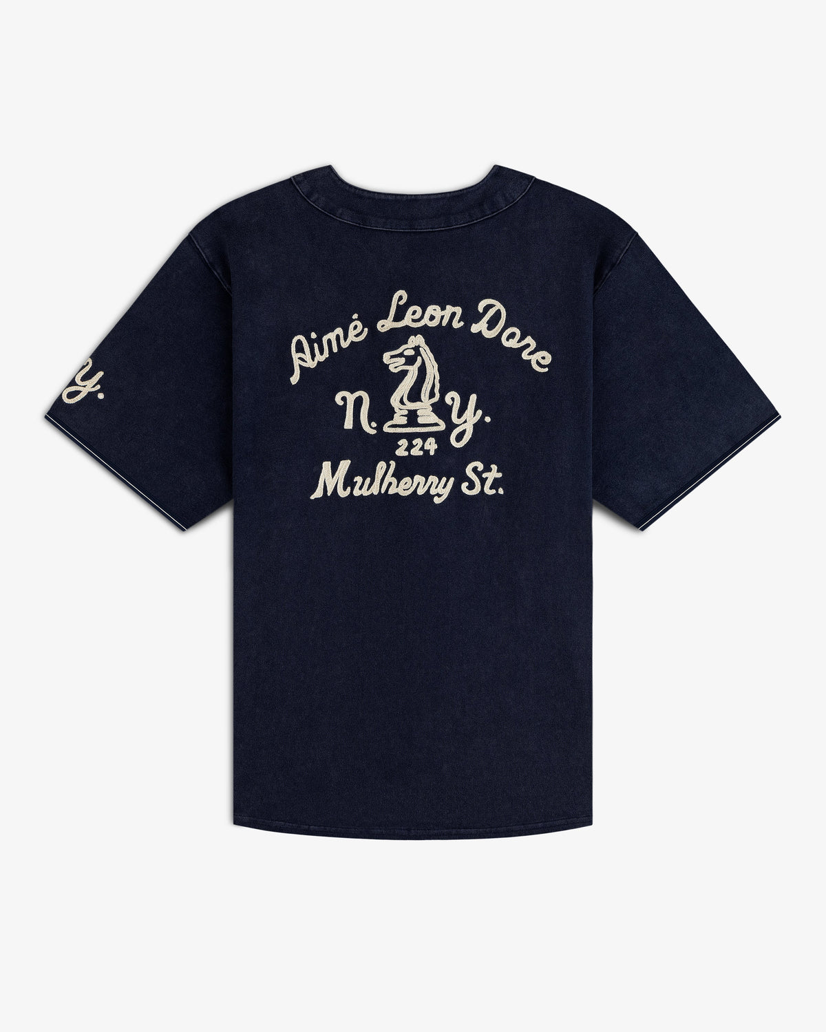 Aimé Leon Dore Hot Sale - Mulberry Chainstitch Baseball Jersey Navy blazer