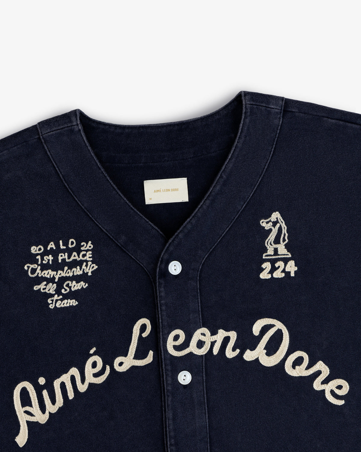 Aimé Leon Dore Hot Sale - Mulberry Chainstitch Baseball Jersey Navy blazer