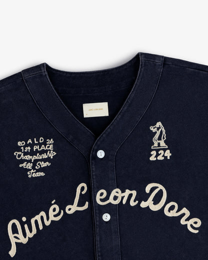 Aimé Leon Dore Hot Sale - Mulberry Chainstitch Baseball Jersey Navy blazer