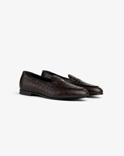 Aimé Leon Dore Latest - Croc-Embossed Crest Salóni Loafer Espresso