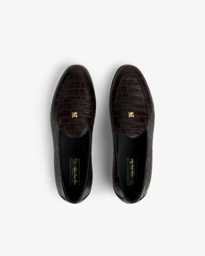 Aimé Leon Dore Latest - Croc-Embossed Crest Salóni Loafer Espresso