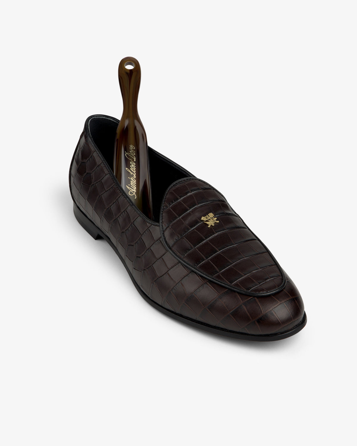 Aimé Leon Dore Latest - Croc-Embossed Crest Salóni Loafer Espresso