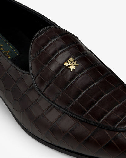 Aimé Leon Dore Latest - Croc-Embossed Crest Salóni Loafer Espresso