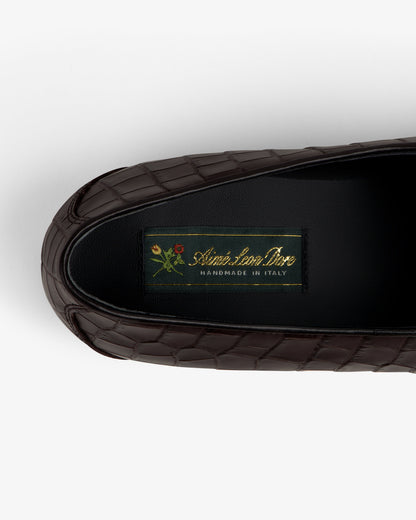 Aimé Leon Dore Latest - Croc-Embossed Crest Salóni Loafer Espresso