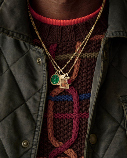 Aimé Leon Dore Best Seller - 14Kt Gold Crest Gemstone Pendant Evening blue