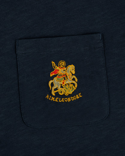 Aimé Leon Dore Best Seller - Saint George Slub Pocket Tee Navy blazer