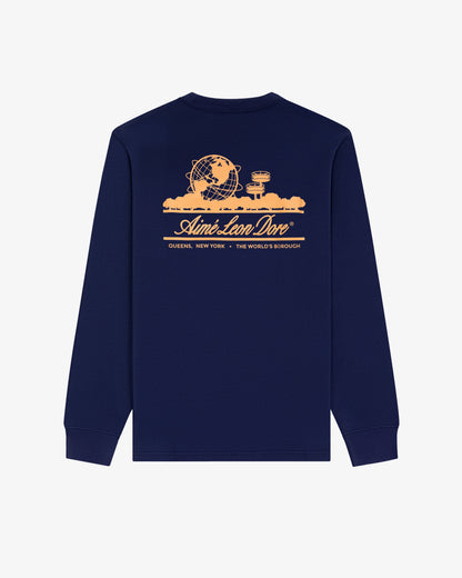 Aimé Leon Dore Sale - Long-Sleeve Unisphere Tee Evening blue