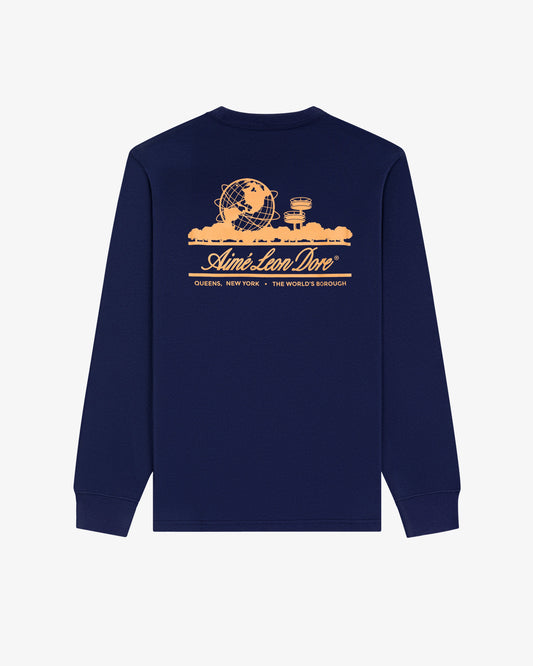 Aimé Leon Dore Sale - Long-Sleeve Unisphere Tee Evening blue
