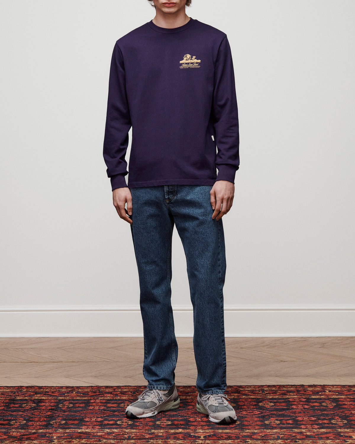 Aimé Leon Dore Sale - Long-Sleeve Unisphere Tee Evening blue