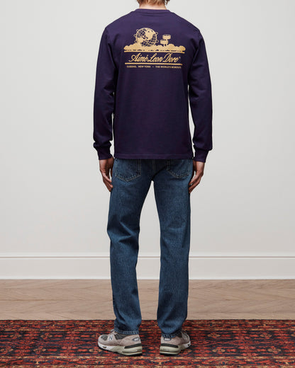 Aimé Leon Dore Sale - Long-Sleeve Unisphere Tee Evening blue