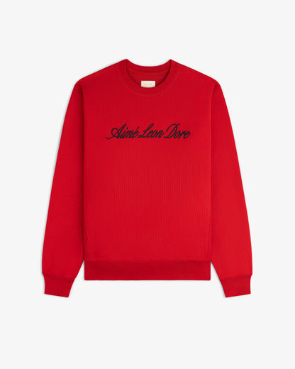 Aimé Leon Dore Trusted - Vintage Script Crewneck Sweatshirt Equestrian red