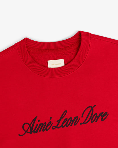 Aimé Leon Dore Trusted - Vintage Script Crewneck Sweatshirt Equestrian red