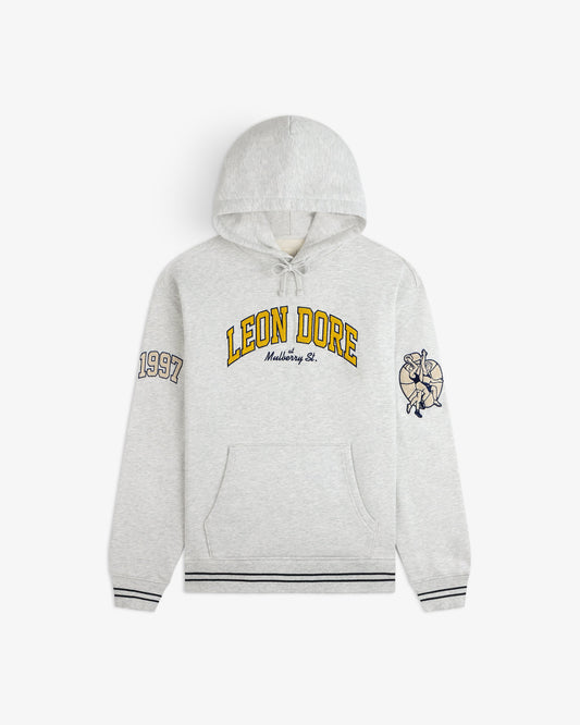 Aimé Leon Dore Discount - Mulberry Letterman Hoodie Silver mix