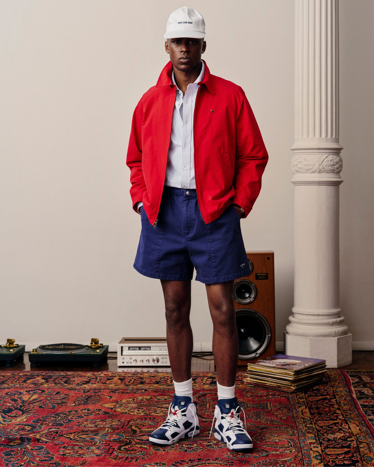 Aimé Leon Dore Signature - Striped Crest Oxford Shirt Evening blue