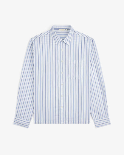 Aimé Leon Dore Discount - Poplin Casual Shirt Blue / navy stripe