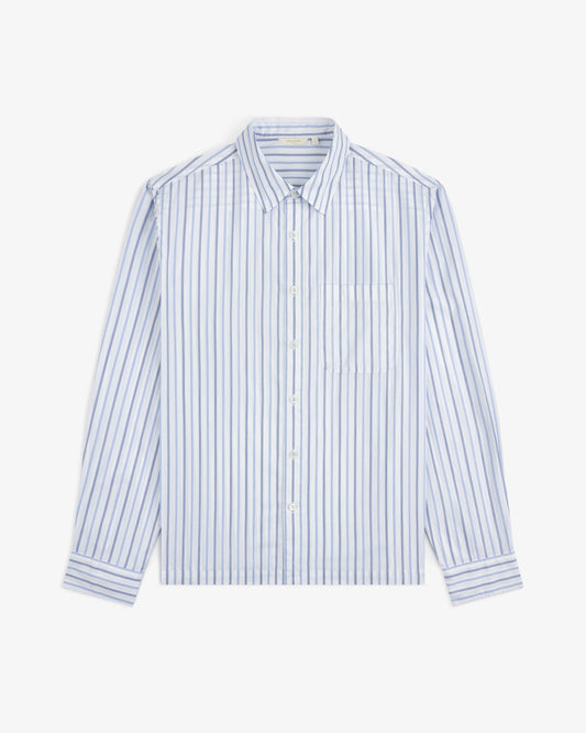 Aimé Leon Dore Discount - Poplin Casual Shirt Blue / navy stripe