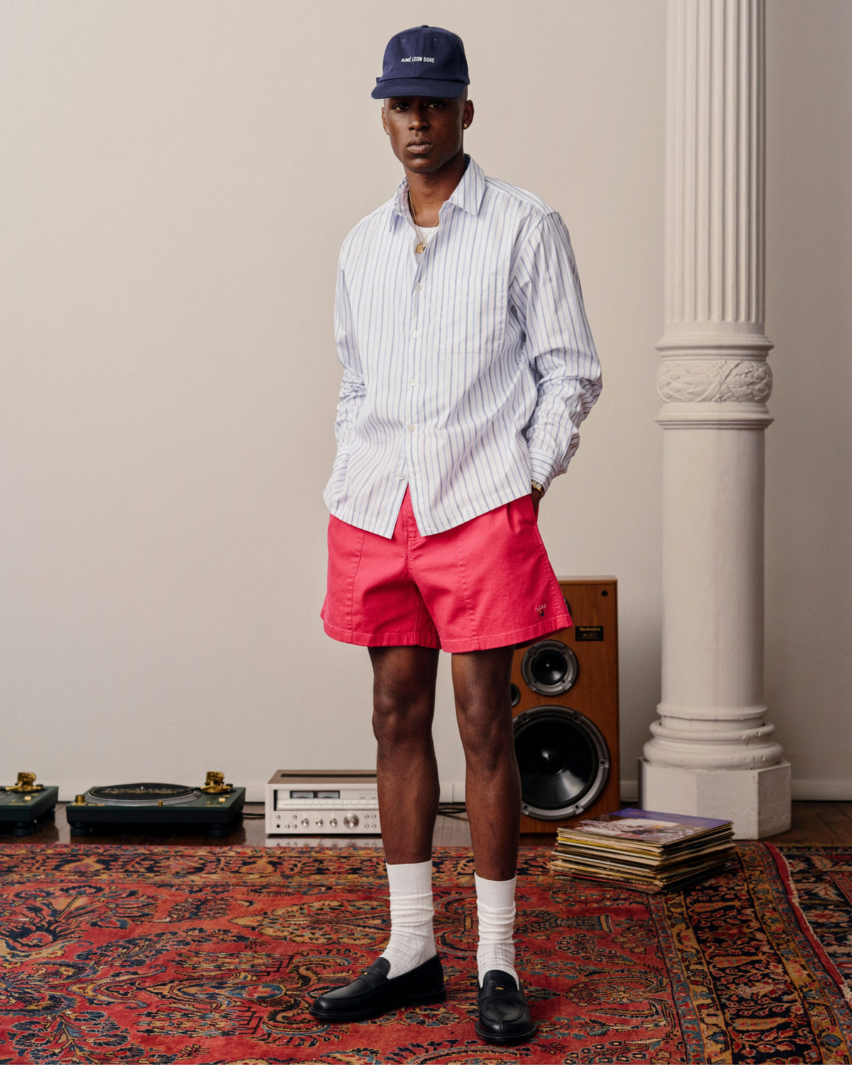 Aimé Leon Dore Discount - Poplin Casual Shirt Blue / navy stripe