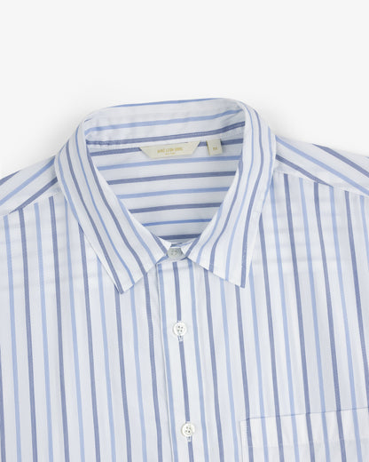 Aimé Leon Dore Discount - Poplin Casual Shirt Blue / navy stripe