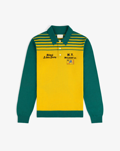 Aimé Leon Dore New - Merino Wool Knit Cycling Polo Empire yellow