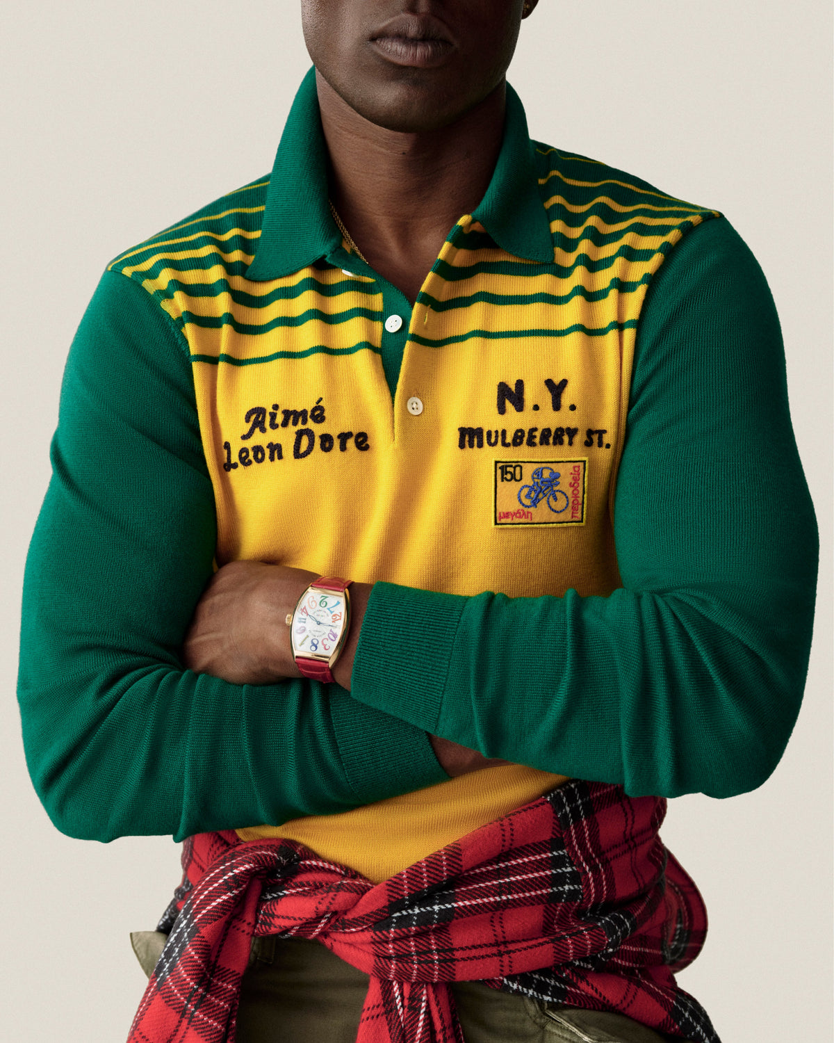Aimé Leon Dore New - Merino Wool Knit Cycling Polo Empire yellow