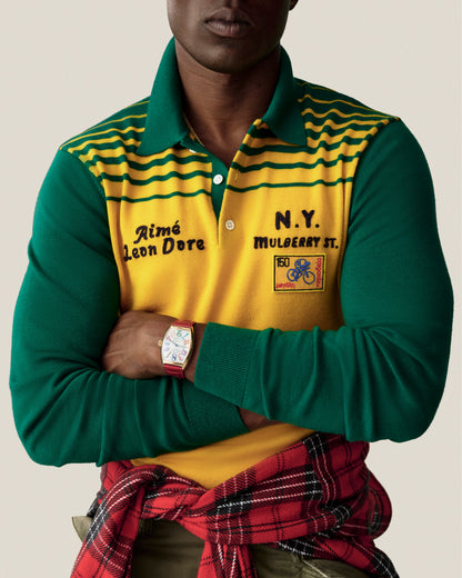 Aimé Leon Dore New - Merino Wool Knit Cycling Polo Empire yellow