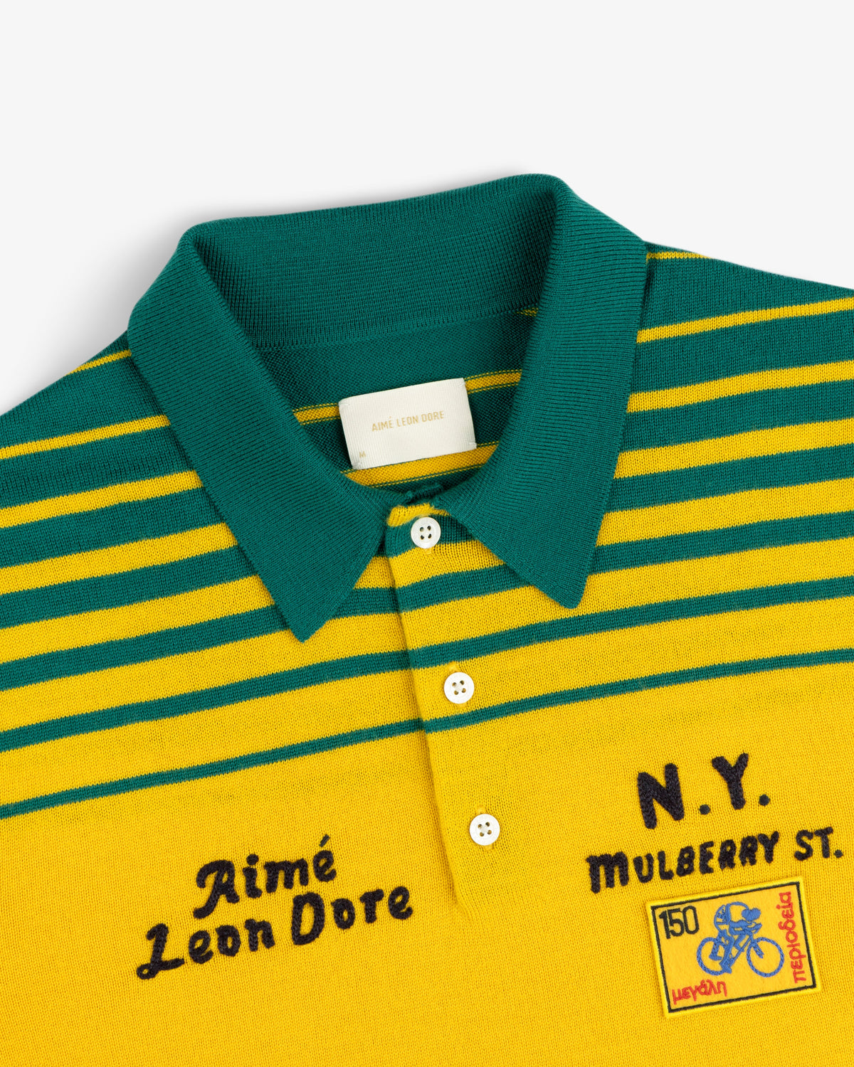 Aimé Leon Dore New - Merino Wool Knit Cycling Polo Empire yellow