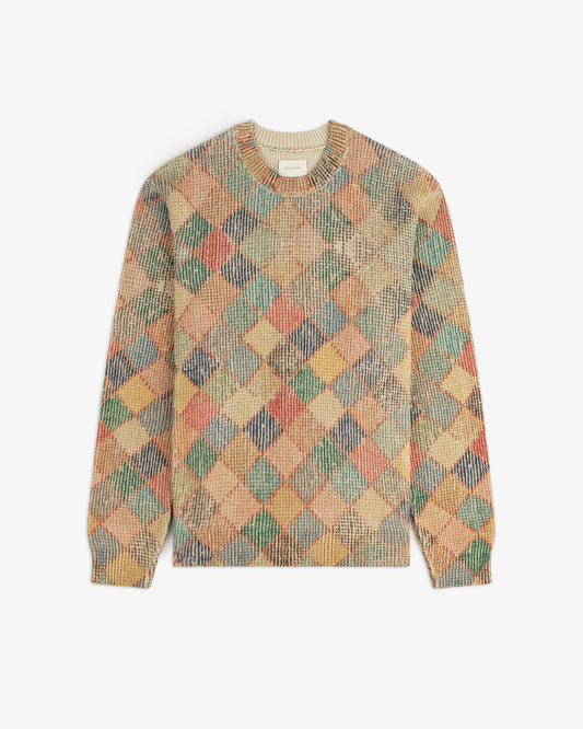 Aimé Leon Dore New - Kilim Argyle Crewneck Sweater Evening blue