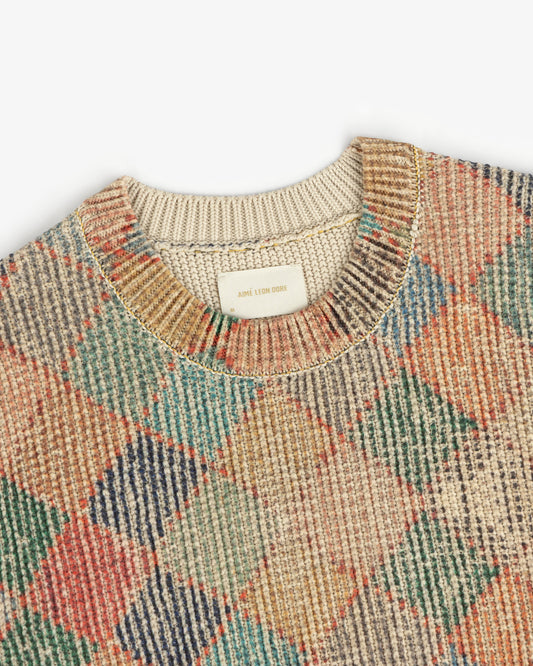 Aimé Leon Dore New - Kilim Argyle Crewneck Sweater Evening blue