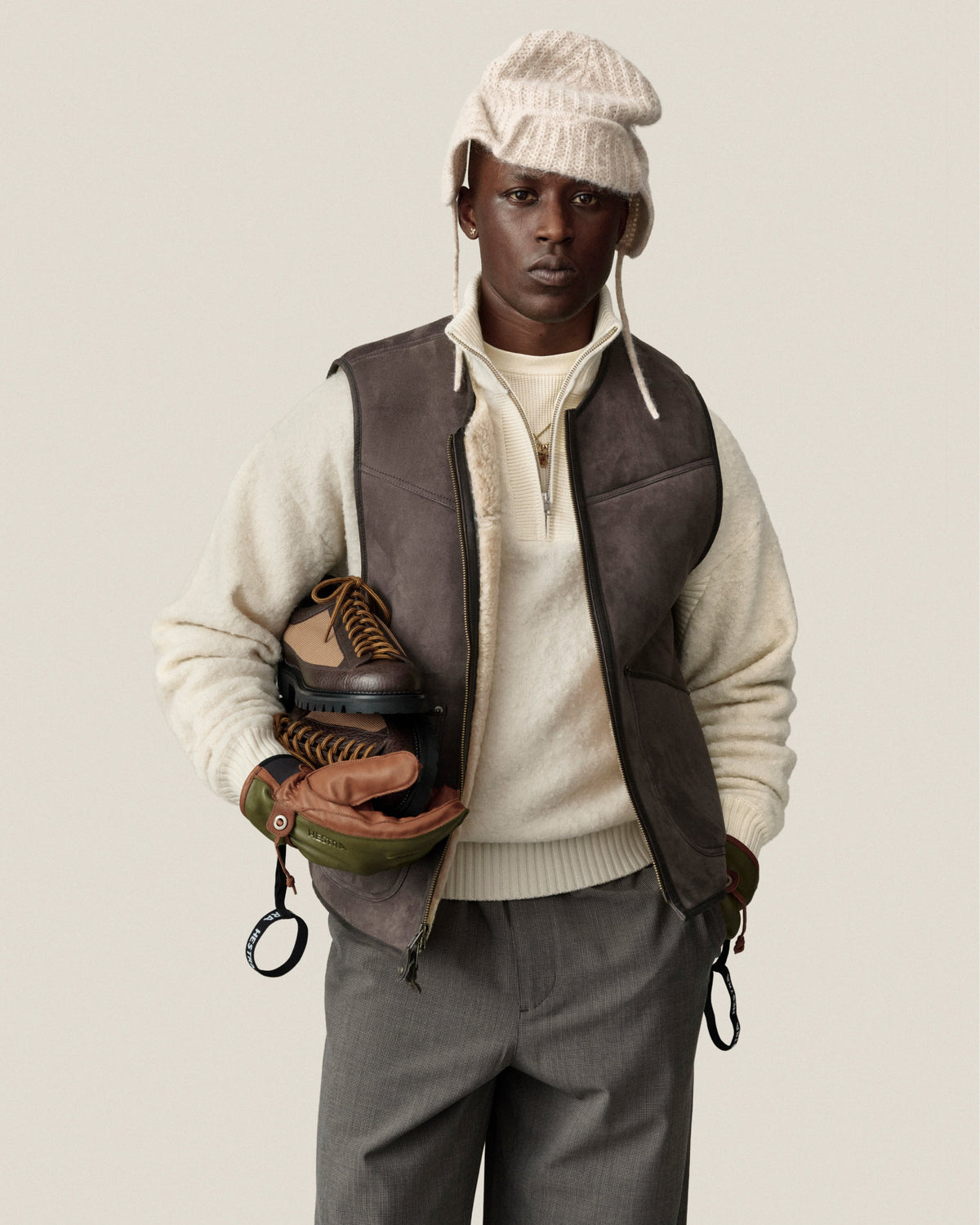 Aimé Leon Dore Special Offer - Alpaca Wool Quarter Zip Sweater Coconut milk