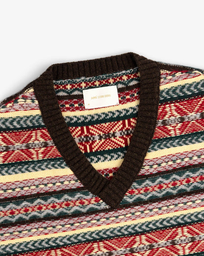 Aimé Leon Dore Latest - Fair Isle V-Neck Sweater Evening blue