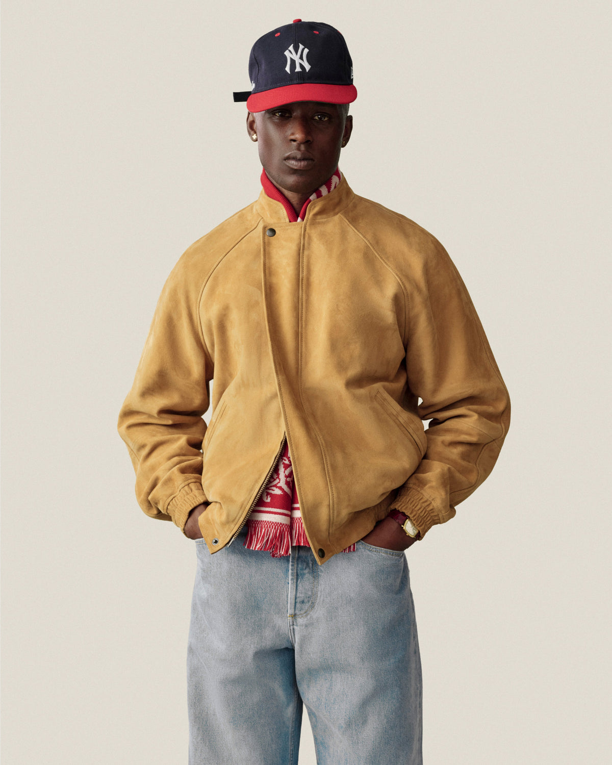 Aimé Leon Dore Everyday - Suede Cafe Racer Jacket Evening blue