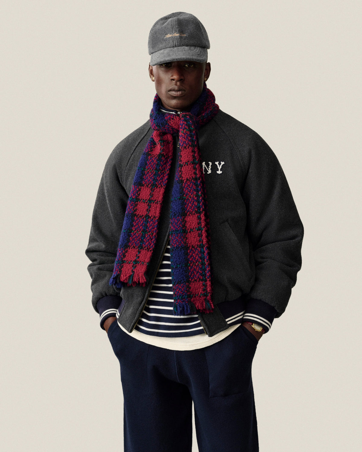 Aimé Leon Dore Value - NY Highlanders Wool Varsity Jacket Charcoal