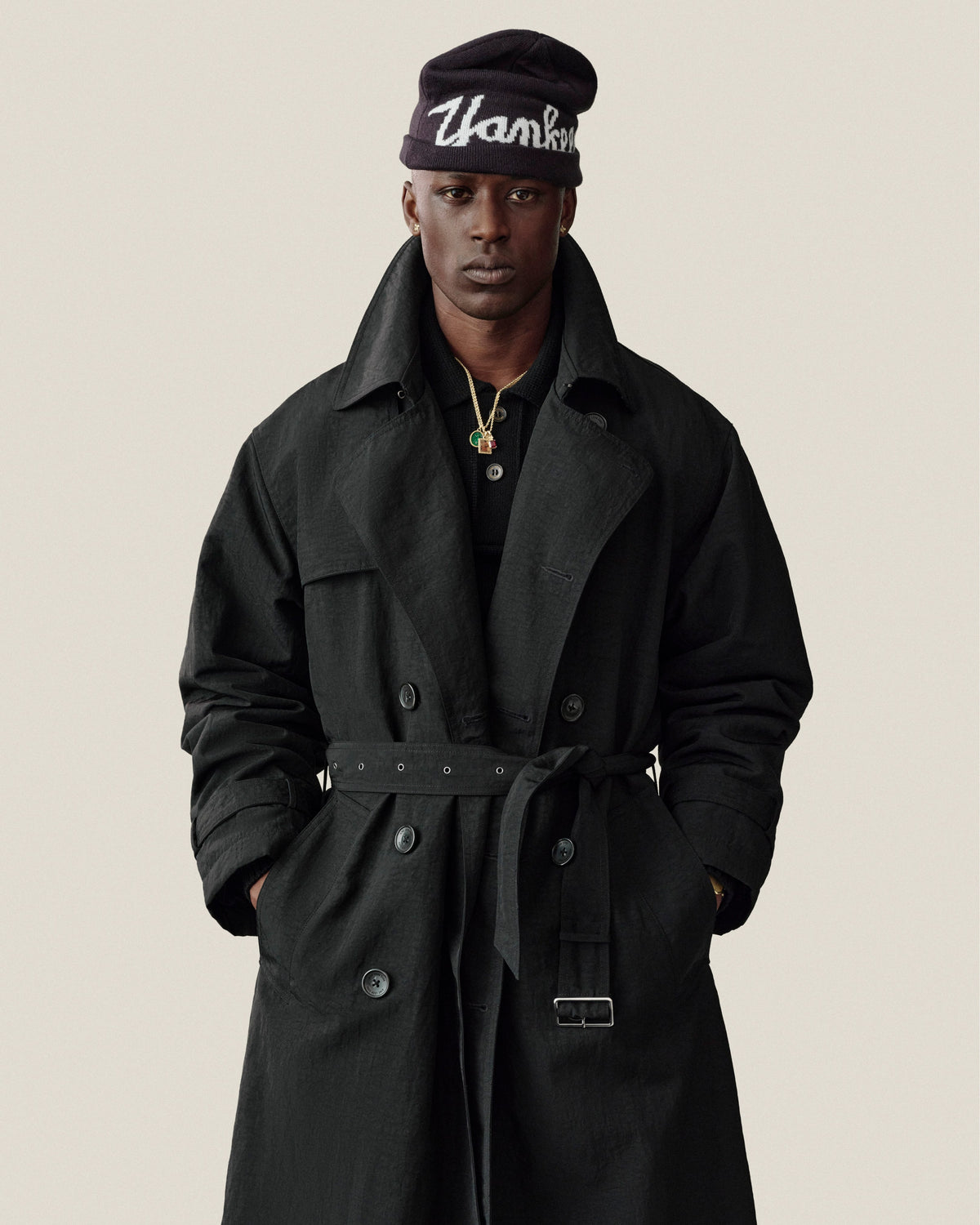 Aimé Leon Dore Signature - Double Breasted Nylon Trench Coat Evening blue
