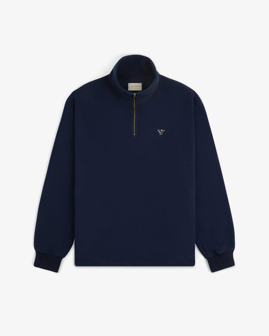 Aimé Leon Dore Premium - Crest Quarter-Zip Fleece Pullover Navy blazer