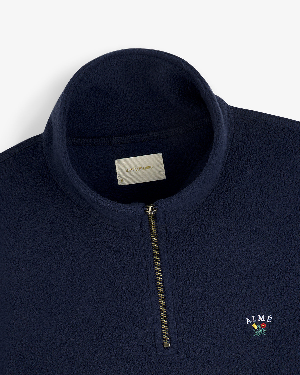 Aimé Leon Dore Premium - Crest Quarter-Zip Fleece Pullover Navy blazer