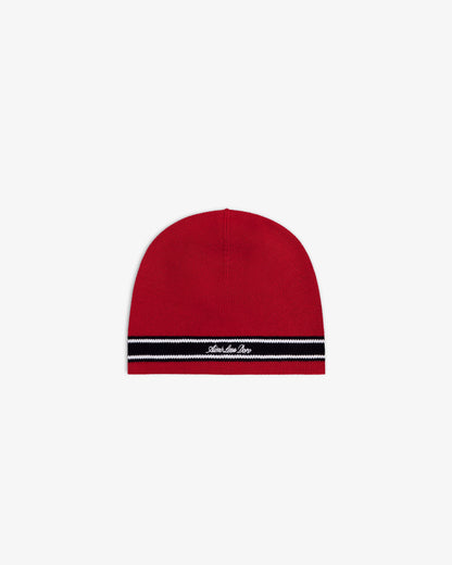 Aimé Leon Dore Sale - Stripe Knit Beanie Equestrian red