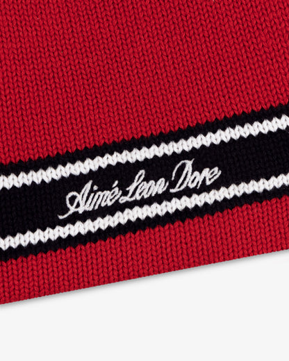Aimé Leon Dore Sale - Stripe Knit Beanie Equestrian red