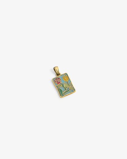 Aimé Leon Dore Trusted - 14Kt Gold Stained Glass Crest Pendant Evening blue