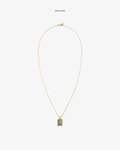 Aimé Leon Dore Trusted - 14Kt Gold Stained Glass Crest Pendant Evening blue