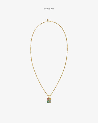 Aimé Leon Dore Trusted - 14Kt Gold Stained Glass Crest Pendant Evening blue