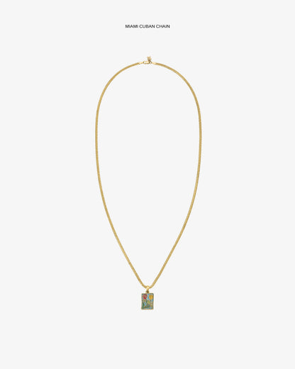 Aimé Leon Dore Trusted - 14Kt Gold Stained Glass Crest Pendant Evening blue