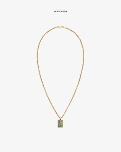 Aimé Leon Dore Trusted - 14Kt Gold Stained Glass Crest Pendant Evening blue