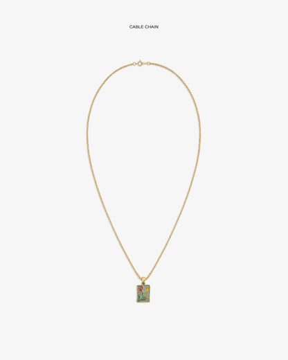Aimé Leon Dore Trusted - 14Kt Gold Stained Glass Crest Pendant Evening blue