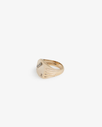 Aimé Leon Dore Special Offer - 14Kt Gold Diamond Signet Ring Evening blue