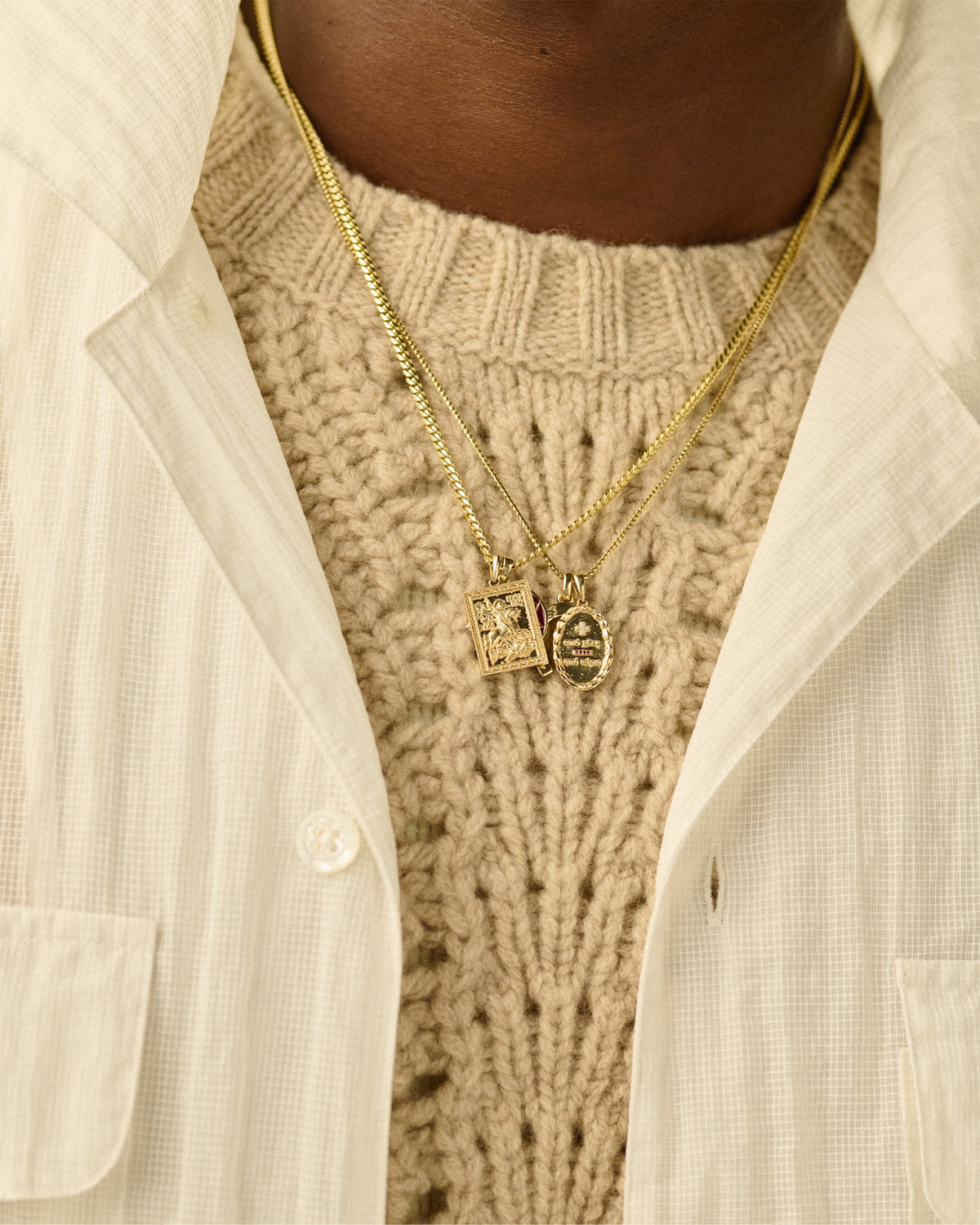 Aimé Leon Dore Customer Favorite - 14Kt Gold Saint George Pendant Evening blue