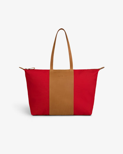 Aimé Leon Dore Special Offer - Leather Canvas Zip Tote Equestrian red